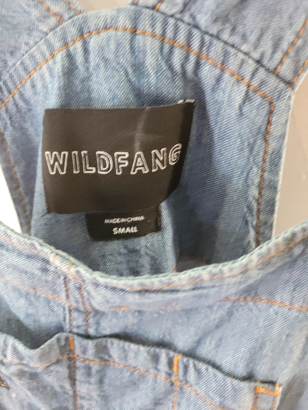 Wildfang S The Essential Chambray Blue Denim Shortalls - Picture 5 of 8